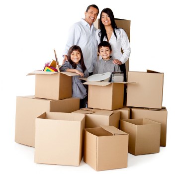 Packed household items ready for removals in Hackney
